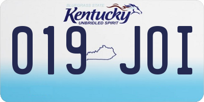KY license plate 019JOI