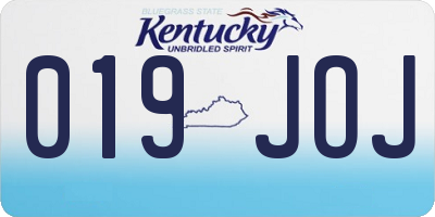 KY license plate 019JOJ