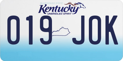 KY license plate 019JOK