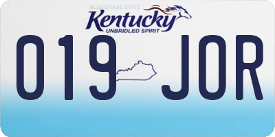 KY license plate 019JOR
