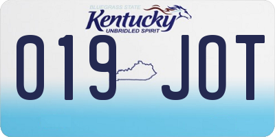 KY license plate 019JOT