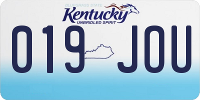KY license plate 019JOU