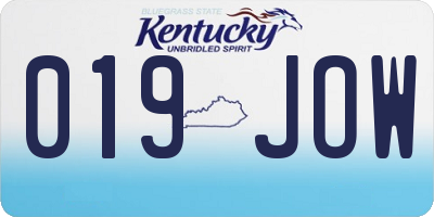 KY license plate 019JOW