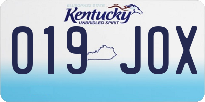 KY license plate 019JOX