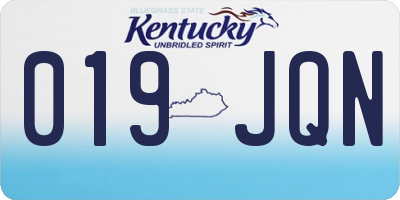 KY license plate 019JQN