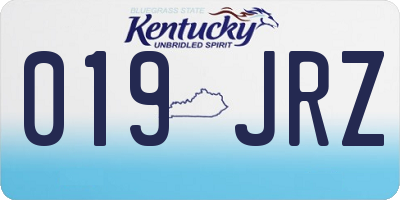 KY license plate 019JRZ