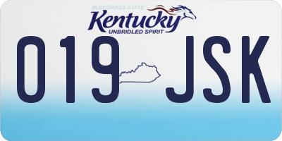KY license plate 019JSK