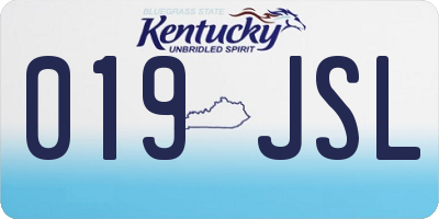 KY license plate 019JSL