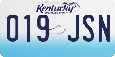 KY license plate 019JSN