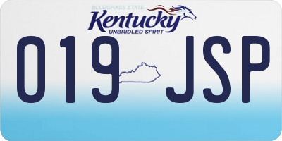 KY license plate 019JSP