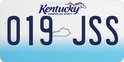 KY license plate 019JSS