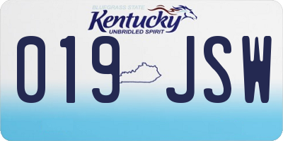 KY license plate 019JSW
