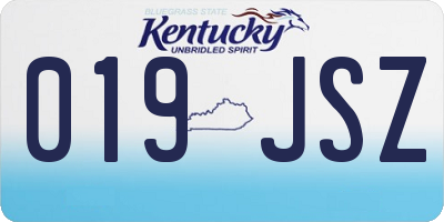 KY license plate 019JSZ