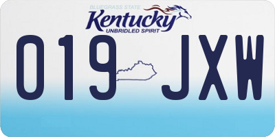 KY license plate 019JXW