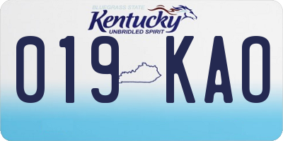 KY license plate 019KAO