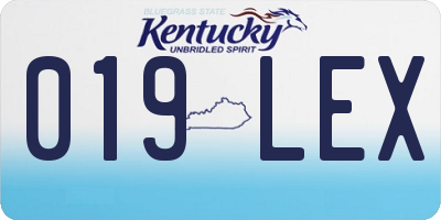 KY license plate 019LEX