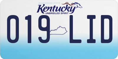 KY license plate 019LID