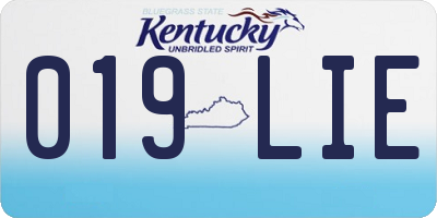KY license plate 019LIE