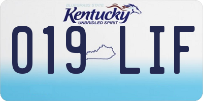 KY license plate 019LIF