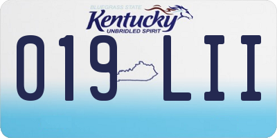 KY license plate 019LII