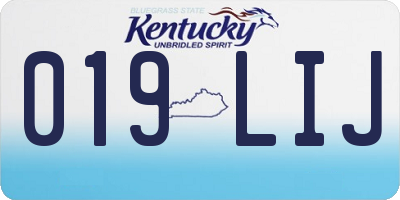 KY license plate 019LIJ