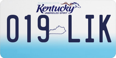 KY license plate 019LIK