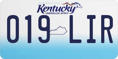 KY license plate 019LIR