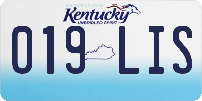 KY license plate 019LIS
