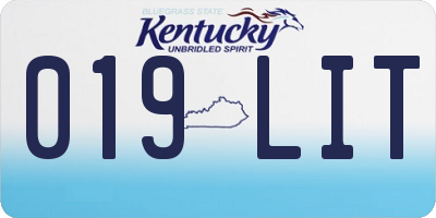 KY license plate 019LIT