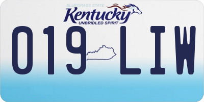 KY license plate 019LIW