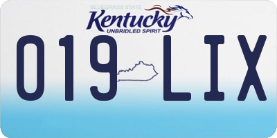 KY license plate 019LIX