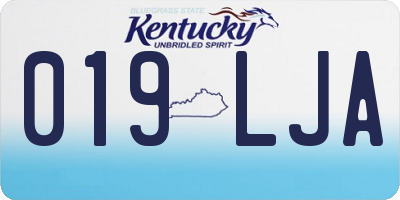 KY license plate 019LJA