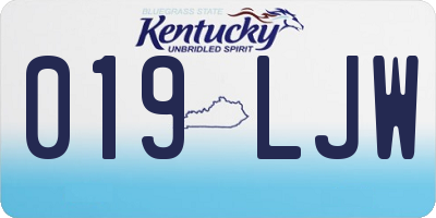 KY license plate 019LJW
