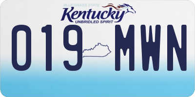 KY license plate 019MWN