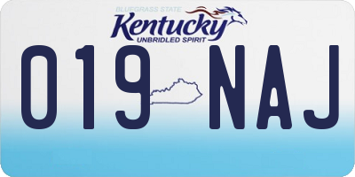 KY license plate 019NAJ