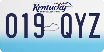 KY license plate 019QYZ
