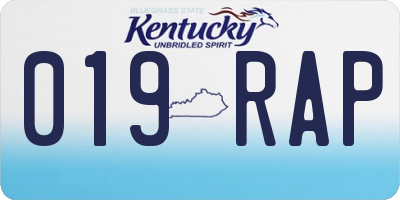 KY license plate 019RAP