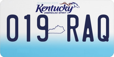KY license plate 019RAQ