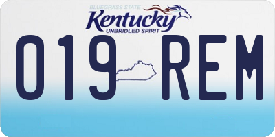 KY license plate 019REM