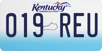 KY license plate 019REU