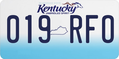 KY license plate 019RFO