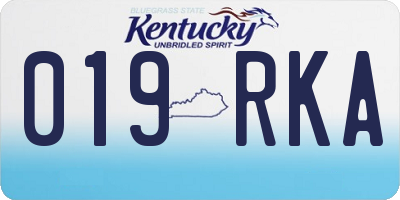 KY license plate 019RKA