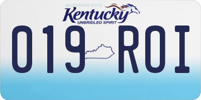 KY license plate 019ROI