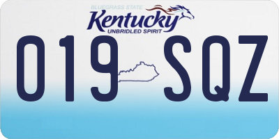 KY license plate 019SQZ