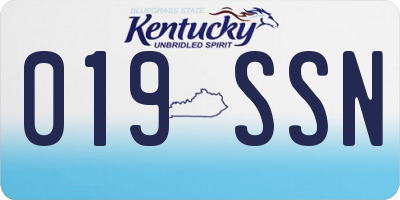 KY license plate 019SSN