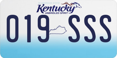 KY license plate 019SSS