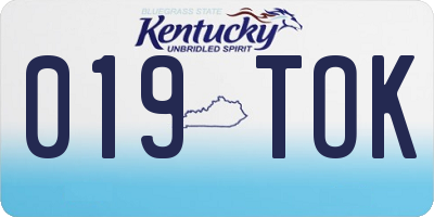 KY license plate 019TOK