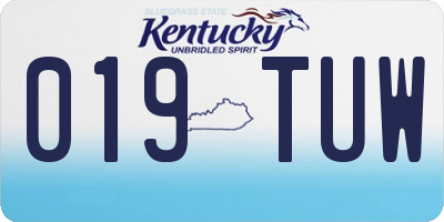 KY license plate 019TUW