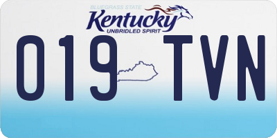KY license plate 019TVN