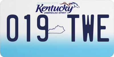 KY license plate 019TWE